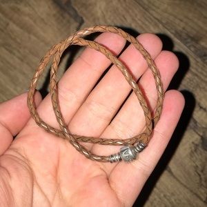 Pandora Double Braided Leather bracelet in brown